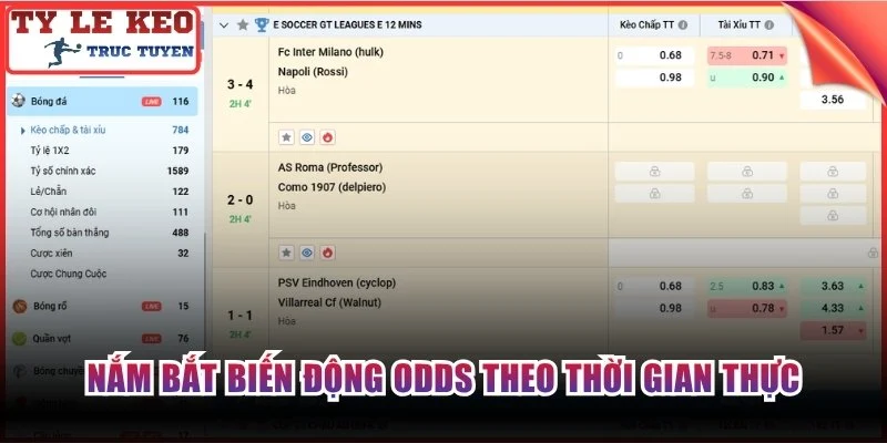 Nắm bắt biến động odds (Tỷ lệ kèo) theo thời gian thực